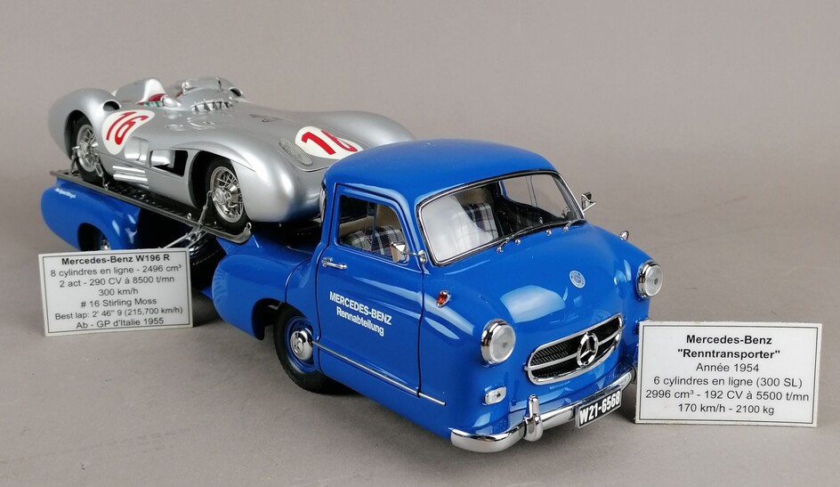 CMC - 2 véhicules échelle 1/18 : 1x Mercedes-Benz "Renntransporter" Année 1954 6 cylindres en...