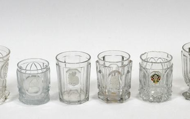 CRYSTAL & SULPHIDE GLASSES, 18TH C., 9 PCS