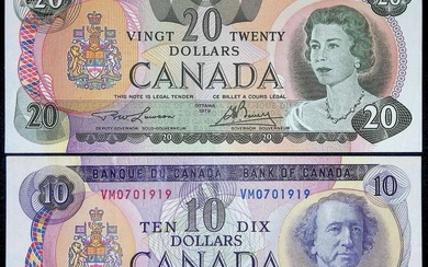 Canada - Elizabeth II (1952-2022) - Lotto di 2 banconote:...