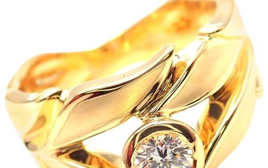 Carrera Y Carrera Mi Princes Greco Roman Diamond Crown Yellow Gold Band Ring