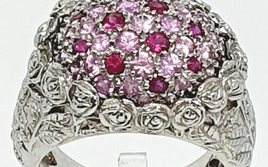 Carrera y Carrera - 18 kt. White gold - Ring - 0.45 ct Rubies - Pink sapphires