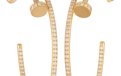 Cartier 18K rose gold 'Juste un clou' earrings set with approx. 1.26 ct. diamond.