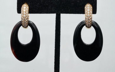 Cartier 1993 2.50ctw Diamond, Onyx and 18K Earrings