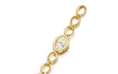 Cartier Lady's gold and sapphire wristwatch, 'Baignoire', 1960s