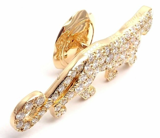 Cartier Panther Panthere Diamond Yellow Gold Tie Lapel Pin Brooch