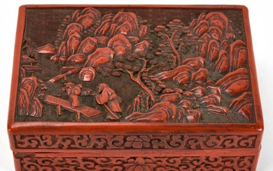 Carved Cinnabar Box with Lid