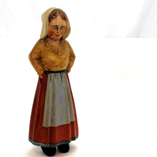 Carved wooden Polychrome vintage figure of a Dutch lady - 34...