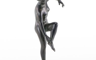 Cast Metal Figural Sculpture of a Nude Female