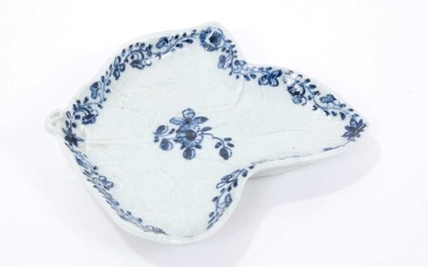Chaffers Liverpool blue and white leaf shaped dish