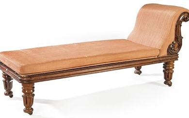 Chaise Longue William IV in carved and turned mahogany