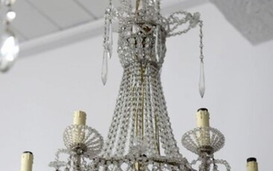 Chandelier Italian manufacture, 1930swith six lights, in glass and silver metal80 x 50 cm