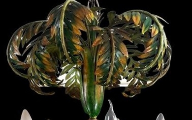 Chandelier, Painted sheet metal palm tree