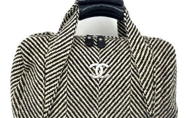 Chanel Boston Wool Houndstooth Tweed Satchel Bag