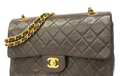 Chanel Shoulder Bag Matelasse W Flap Chain Lambskin Black Ladies