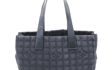 Chanel Travel Line Tonal Black Jacquard Nylon Tote Bag