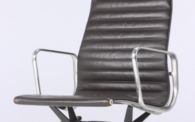Charles Eames. Office chair, Aluminum Group, dark brown leather