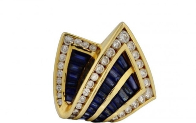 Charles Krypell, 18K Gold, Sapphire and Diamond Ring