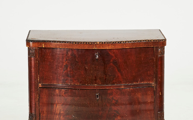 Chest of drawers, 2 drawers, Art Nouveau, dark stained mahogany veneer, first half of the 20th century.