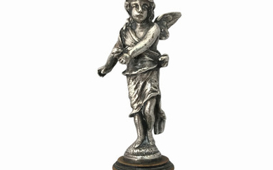 Child figure, silver, on a wooden stand, 19th century,...