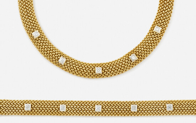Chimento, Diamond and gold necklace with bracelet