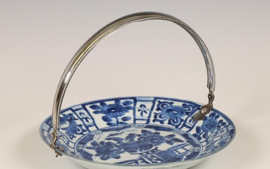 China, silver-mounted blue and white porcelain dish, ca. 1700, the Dutch silver 19th century
