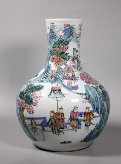 Chinese 19 C Immortals Enameled Porcelain Vase