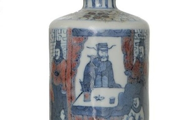 Chinese Blue & Red Underglazed Snuff Bottle,19th C