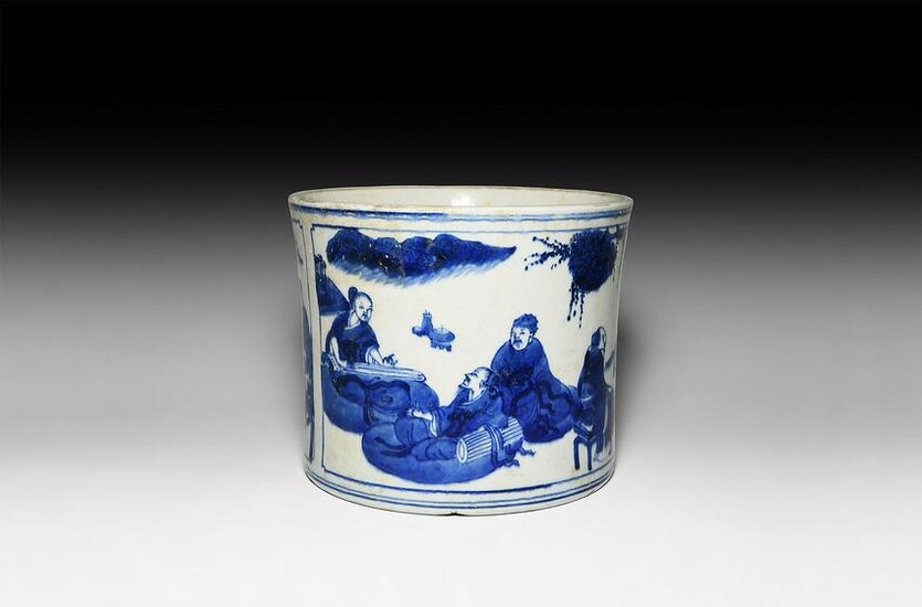 Chinese Blue and White Porcelain Brush Jar