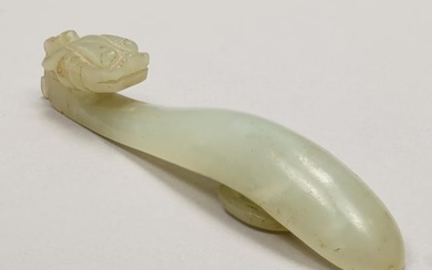 Chinese Carved Celadon Jade Belt or Garment Hook