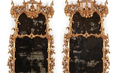 Chinese Chippendale Carved Giltwood Mirrors