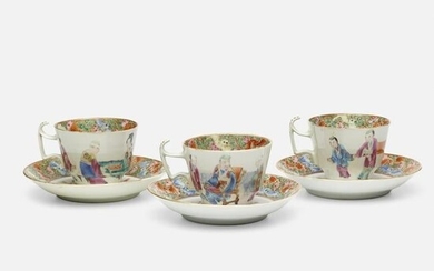 Chinese Export, Canton Rose teacups and saucers