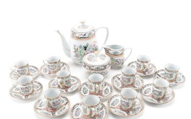 Chinese Famille Rose Porcelain Demitasse Set, Mid to Late 20th Century