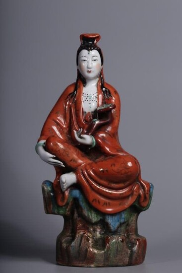 Chinese Famille Rose Porcelain Guanyin,Mark