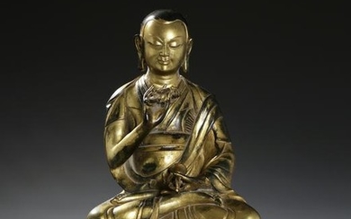 Chinese Gilt-Bronze Buddhist Figure of Lama
