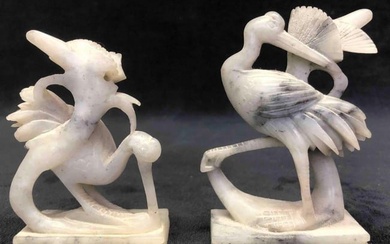 Chinese Hand Carved Soap Stone Bird Figurines