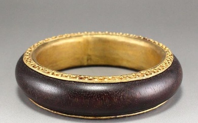 Chinese Inlaying Gold Edge Zitan Wood Bracelet