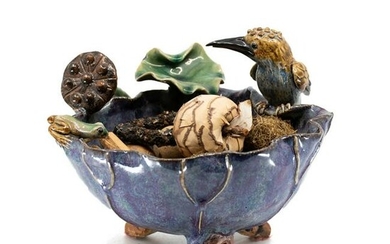 Chinese Kingfisher Majolica Style Bowl
