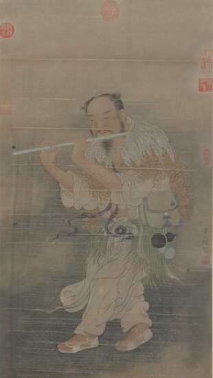 Chinese Painting Of Playing The Jade Flute