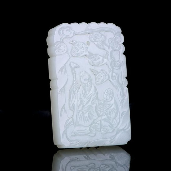 Chinese Qing Dynasty Hetian White Jade Pendant