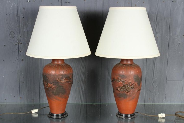 Chinese Yixing Style Jar Lamps