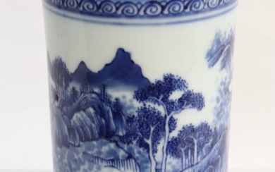 Chinese blue and white porcelain brush holder
