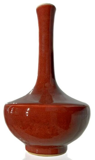 Chinese vase bottle with large, red glaze spherical