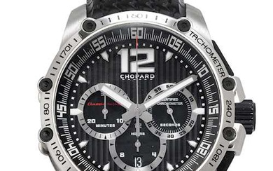 Chopard, large and sporty "Classic Racing Superfast". Stainless steel.