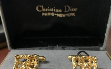 Christian Dior Paris 1970s nugget style gold plated gentleman's - Gold-plated - Cufflinks