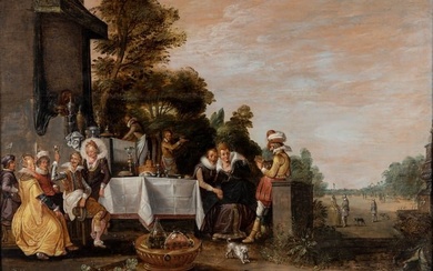 Circle Of Esaias van de Velde the Elder (Dutch, 1587-1630) A Merry Company in a Garden