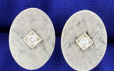 Classic Vintage Diamond Cufflinks in 14k White Gold