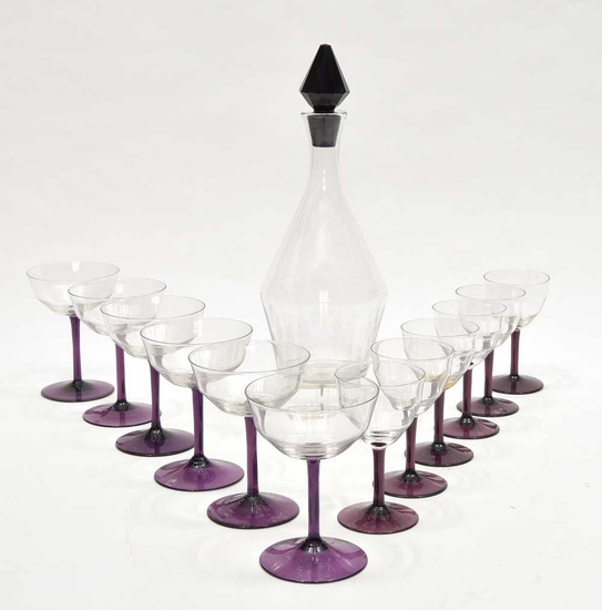 Clear glass part drinking service comprising 1 carafe, 6 champagne...