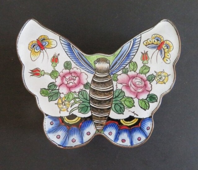 Cloisonne Butterfly Trinket Jewelry Box with lid