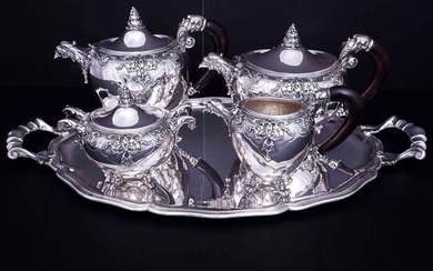 Coffee and tea service, with Tray (5) - .800 silver - Zanetti & Pellegrini - Italy - First half 20th century