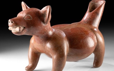 Colima Redware Dog Effigy Holding Corn in Mouth